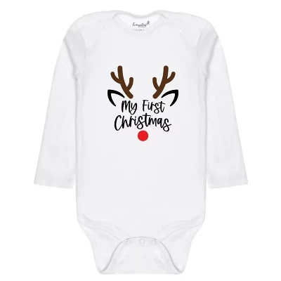 Рождественская коллекция Rudolph Face Baby Onesie – Боди с минималистичным рисунком оленя белого цвета