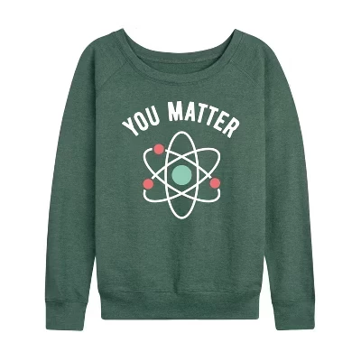Женская рубашка You Matter из легкого французского махрового полотна с широким вырезом и длинными рукавами и графическим рисунком heather juniper