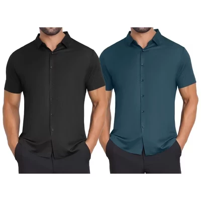 Мужские рубашки INSPIRE CHIC 2 шт., короткий рукав, черная/зеленая