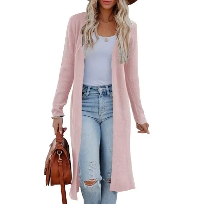 Женский длинный кардиган Blueming, розовый