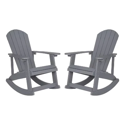 Набор из 2 классических всепогодных кресел-качалок Marcy из полимерной смолы Adirondack с фурнитурой из нержавеющей стали для круглогодичного использования