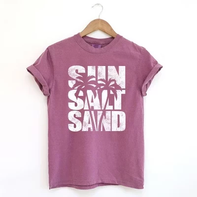 Женская футболка Sun Salt Sand с коротким рукавом, окрашенная в цвет ягод