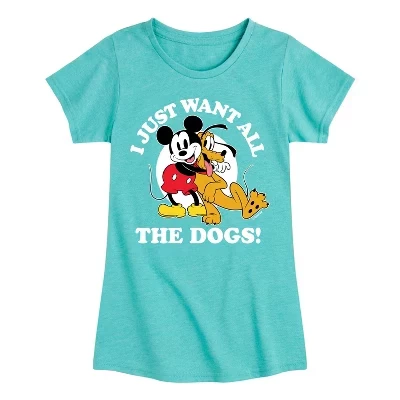 Приталенная футболка с коротким рукавом и рисунком Mickey Pluto Just Want All Dogs бирюзового цвета