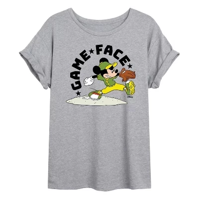 Женская футболка Disney Game Face Baseball, серая