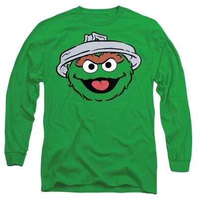 Мужская футболка Oscar The Grouch с длинным рукавом в полный рост зеленого цвета