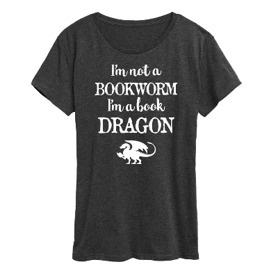 Женская футболка с коротким рукавом I'm A Book Dragon с графическим рисунком heather charcoal