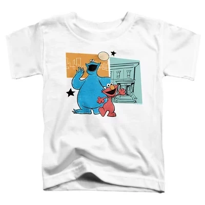 Футболка для мальчиков Sesame Street Cookie Monster & Elmo, белая