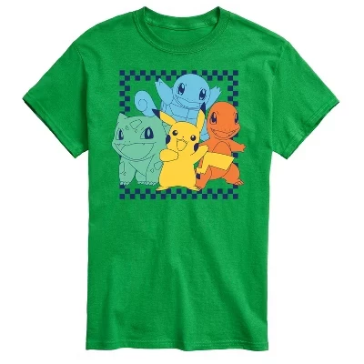 Мужская футболка Pokemon Group Checker Frame, зеленая