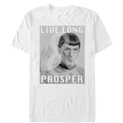 Мужская футболка из оригинальной серии Spock Gray Scale Живи долго и процветай, белая