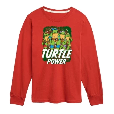 Футболка с рисунком Turtle Power с длинным рукавом красного цвета