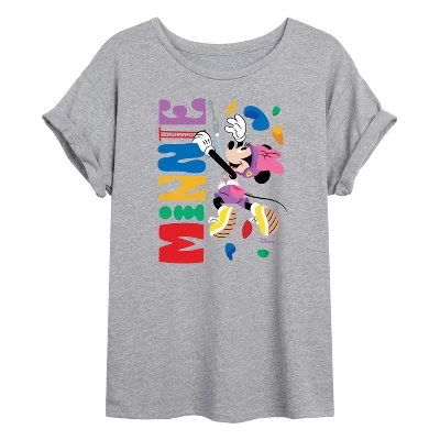 Женская футболка с объемным рисунком Minnie Climbing, серая