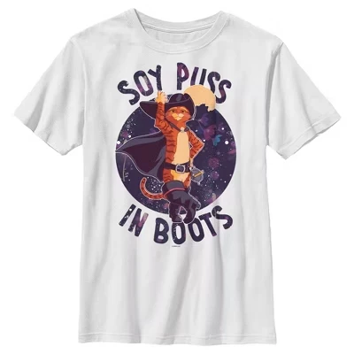 Футболка для мальчиков Puss in Boots «Я — Кот», белая