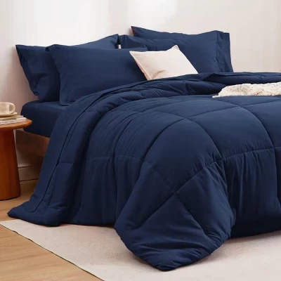 Постельный комплект Bedsure 7 предметов в клетку, синий