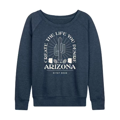 Женская рубашка Create Life Arizona из легкого французского махрового материала с широким вырезом и длинными рукавами цвета Хизер индиго.
