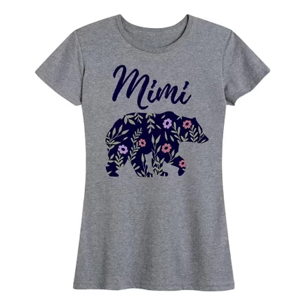Женская футболка с коротким рукавом и рисунком мишки Мими heather grey
