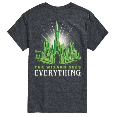 Мужская футболка с коротким рукавом Wizard Sees Everything с графическим рисунком heather charcoal