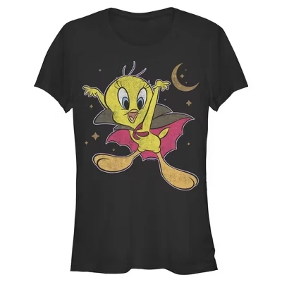 Женская футболка Tweety с мифическим плащом Дракулы для юниоров черная