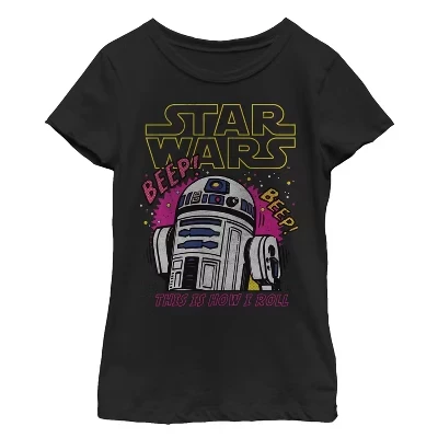 Футболка для девочек Star Wars R2-D2 How I Roll, черная