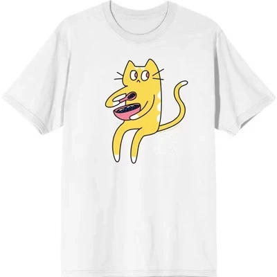 Мужская футболка с коротким рукавом Derpy Kitty Cat с розовой чашкой, белая