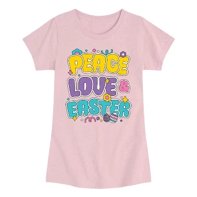 Peace Love Пасхальная приталенная футболка с коротким рукавом и рисунком heather pink