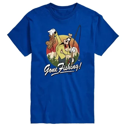Мужская футболка с коротким рукавом Goofy Gone Fishing с графическим рисунком королевского синего цвета