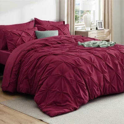 Комплект постельного белья Bed in a Bag с постельным бельем, всесезонное постельное белье Solid Diamond Pintuck, роскошный комплект постельного белья GentleSoft™ в складку, подарок для всей семьи