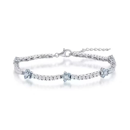 Браслет Bella Silver серебро 925 с голубым топазом и фианитом, 20 см