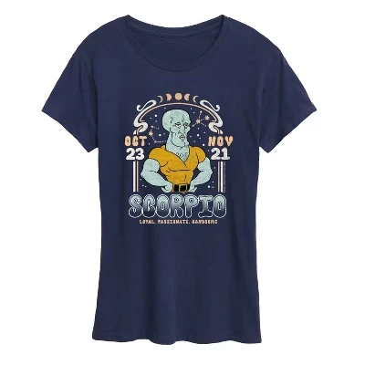 Женская футболка SpongeBob Squidward Scorpio, синяя