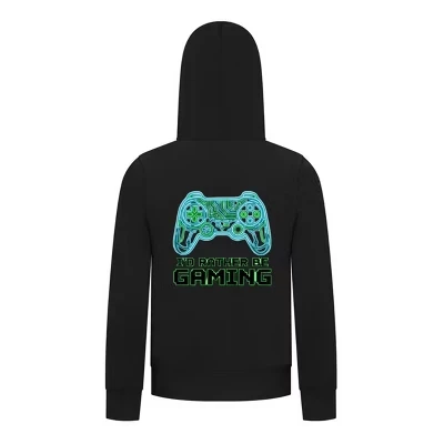 Толстовка на молнии с надписью “I'd Rather Be Gaming” – Крутая толстовка с игровым контроллером, черная