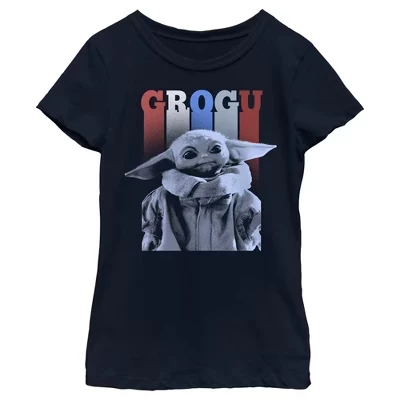 Футболка для девочек Star Wars Grogu Portrait, темно-синяя