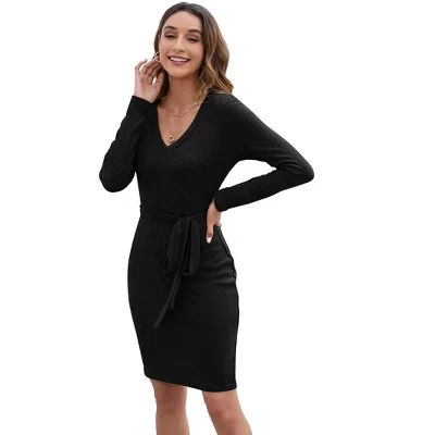 Женское платье-свитер Yesfashion, черное