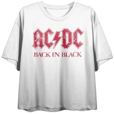 ACDC, Австралийская рок-группа, Рок-н-ролл, Музыка, Песня, Укороченная футболка для взрослых с коротким рукавом, белая