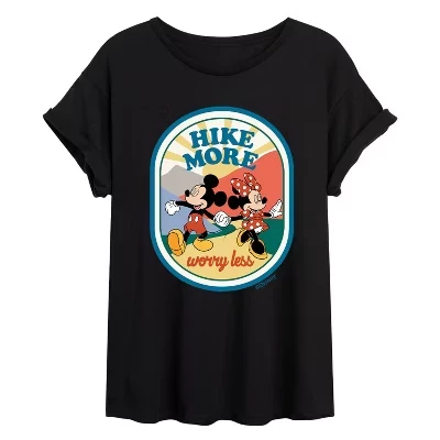Женская футболка с объемным рисунком Hike More Worry Less черного цвета