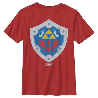 Футболка для мальчиков Nintendo Zelda, щит Хайлиа, красная