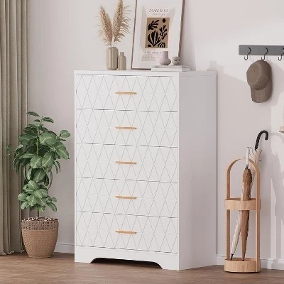 Высокий комод CuisinSmart, 5 ящиков, белый