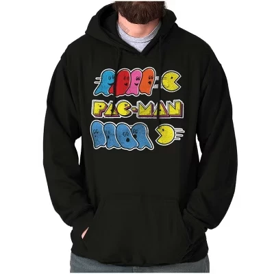 Аркадная игра PACMAN Ghost Chase Толстовка с капюшоном для женщин и мужчин Лицензионный черный