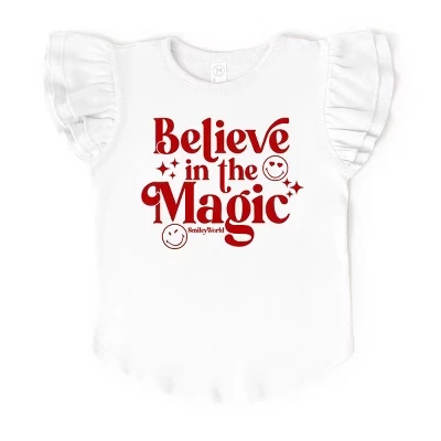 Футболка с рисунком SmileyWorld Believe in Magic Sparkle - с развевающимися рукавами, белая