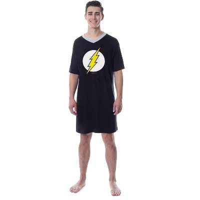 Мужская ночная рубашка The Flash с логотипом, черная
