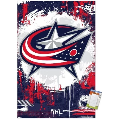 NHL Columbus Blue Jackets - Логотип Maximalist 23 настенных плаката без рамки белого цвета