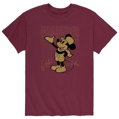 Мужская футболка с короткими рукавами Winter Wishes Mickey Sparkle темно-бордового цвета с графическим рисунком
