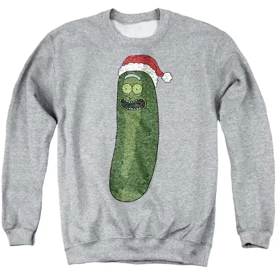 Мужская толстовка Rick And Morty Christmas, Merry Rickmas со шляпой Санта-Клауса от Pickle Rick, толстовка с круглым вырезом от athletic heather