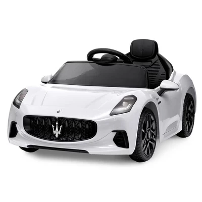Поездка на лицензированном автомобиле Maserati Grancabrio, детский электромобиль на 12 В, Рессорная подвеска, Двойные двери, Яркие фары, 4 колеса белого цвета