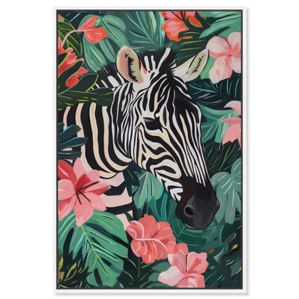 Картина Art Remedy «Зебра в тропиках», 25×38 см, белая рама