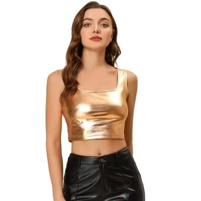 Женский укороченный топ INSPIRE CHIC металлик, розовое золото