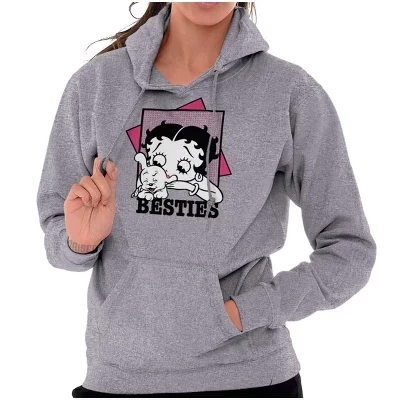 Толстовка с капюшоном Betty Boop Pudgy Besties для любителей собак, женская лицензионная серая
