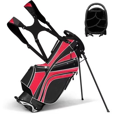 Подставка для гольфа Cart Bag Club с 6-полосным разделителем Органайзер для переноски Карманы для хранения Красный