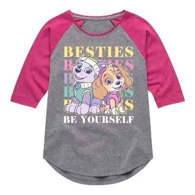 Футболка для девочек - Paw Patrol - Everest и Skye Besties Be Yourself с регланом и графическим принтом 
