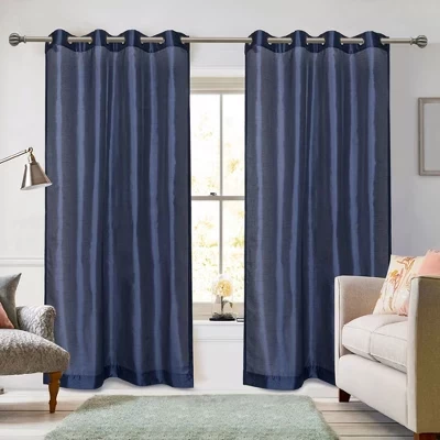 Пара роскошных штор Ruthy's Textile с люверсами из искусственного шелка размером 54 x 84 дюйма каждая