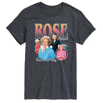Мужская футболка Golden Girls - Rose Bootleg с коротким рукавом и графическим рисунком heather charcoal