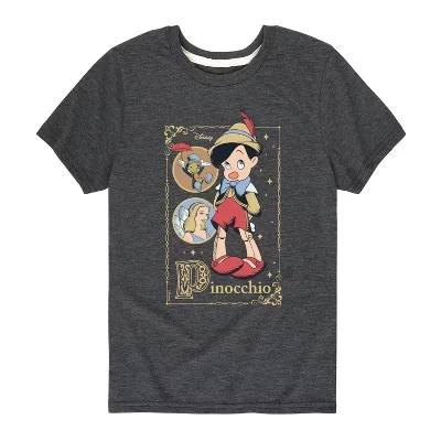 Детская футболка Disney Пиноккио с принтом, антрацитовая
